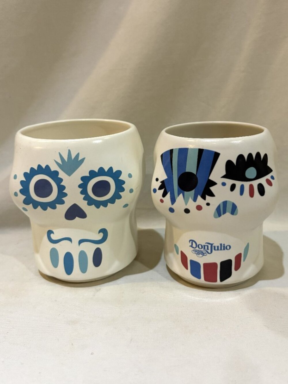 Pair of Don Julio Tequila Day of the Dead Skull Tiki Mug Claudio Limon Design